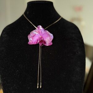 Elegant Purple Orchid Pendant Necklace